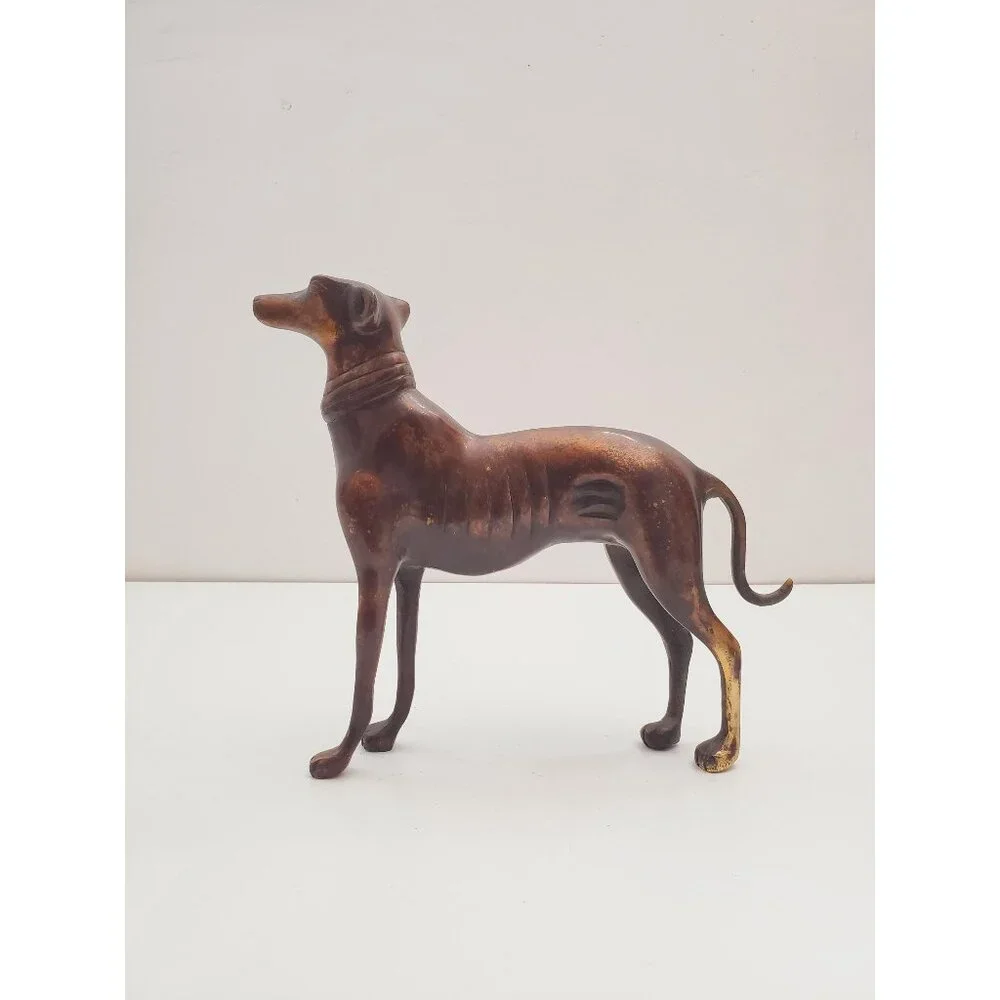 Vintage Bronze Cast Metal Greyhound Sculpture - GREYHOUND bronze elegant dog - Picture 1 of 10